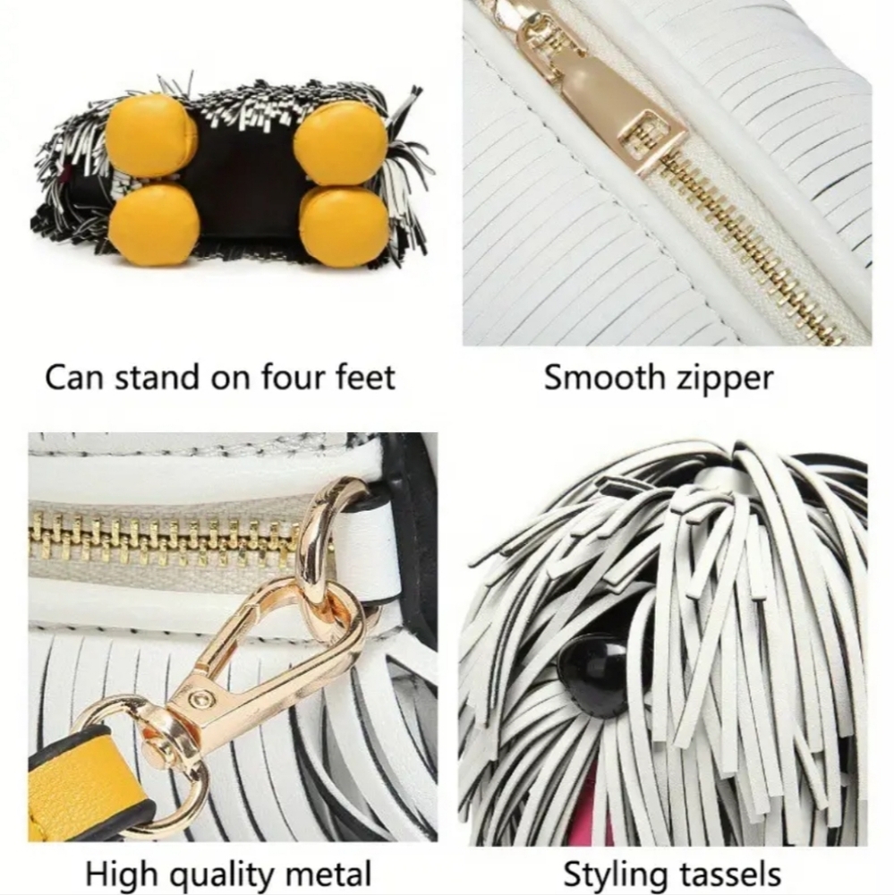 (KS Insp) Trendy (White)Chow Chow Tassel Dog Crossbody Bag. RSP$800 - Picture 6 of 7